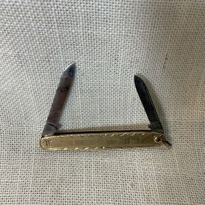 Simmons Gold Tone 2-Blade Folding Pocket Knife Fob - For Watch Chain - Vintage